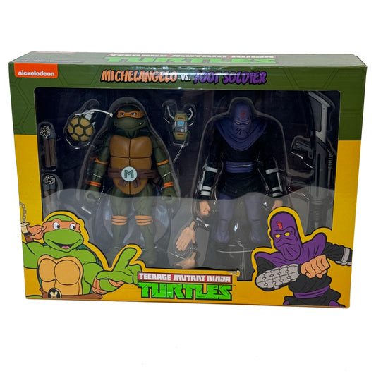 NECA TMNT Cartoon Michelangelo vs. Foot Soldier 2-Pack