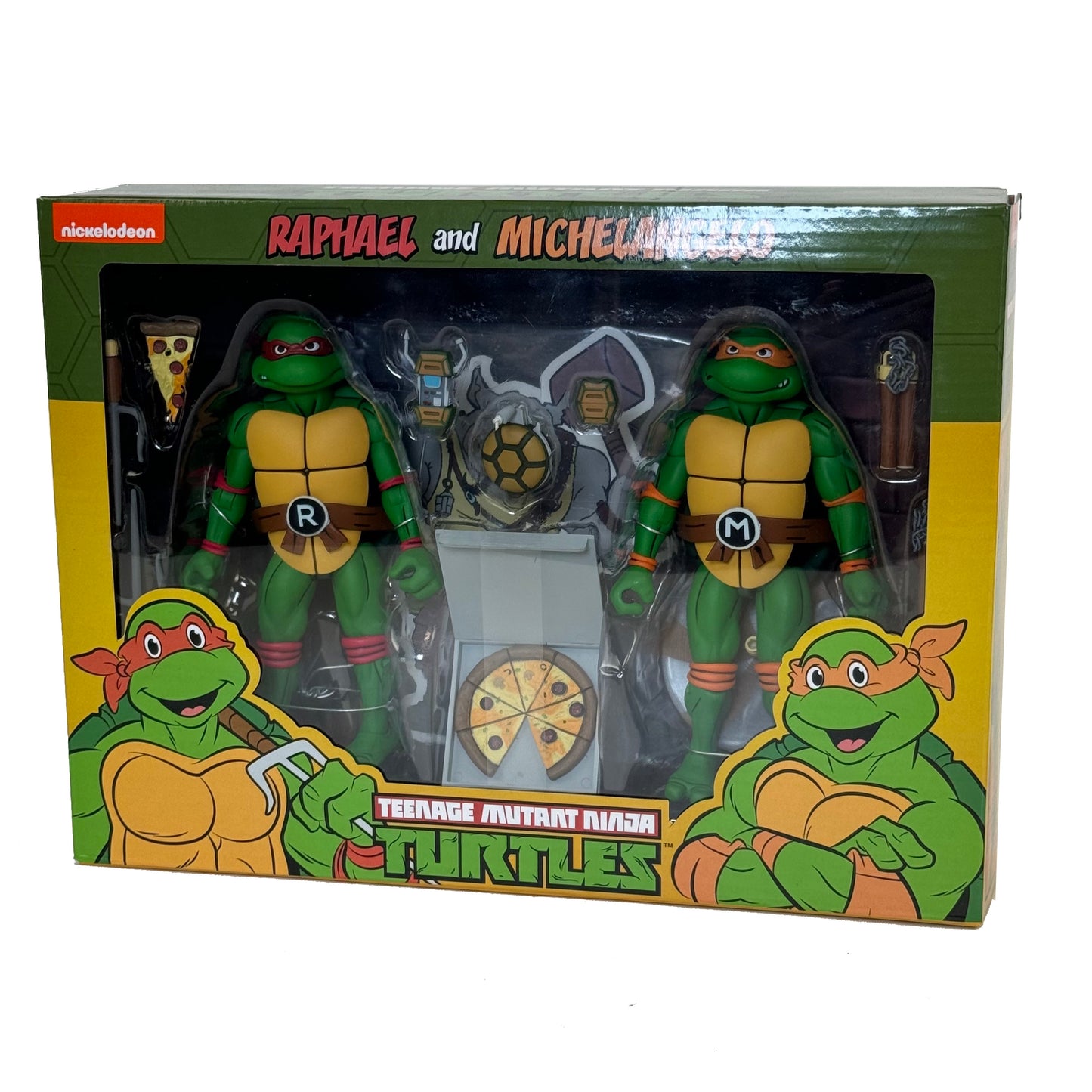 NECA TMNT Cartoon Raphael and Michelangelo 2-Pack